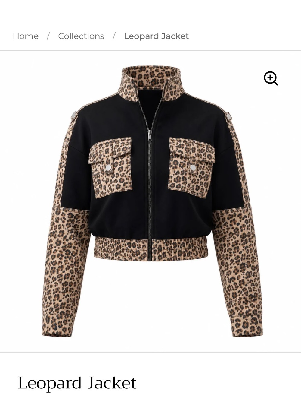 Leopard-Trim Bomber Jacket - Black and Leopard
